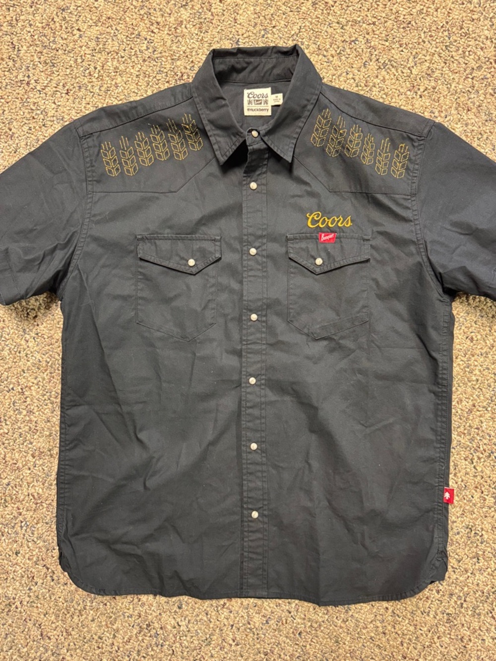 Men’s Navy Short Sleeve Coors and Huckberry Western Shirt M